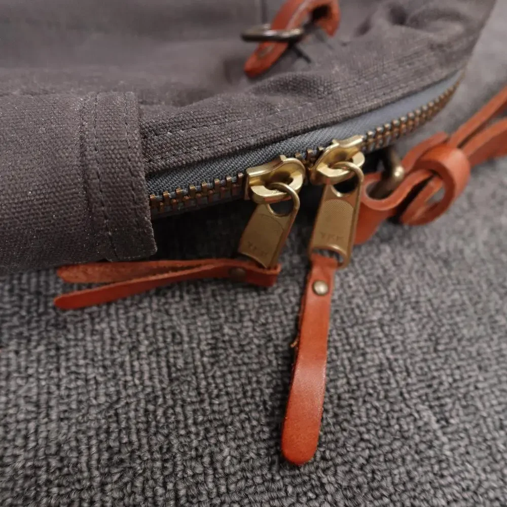 Winter Session Garrison Bag Waxed Canvas Mens Gray Briefcase Leather Strap